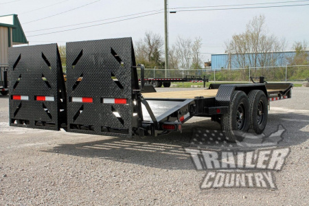 New 2026 New 7' x 24' (21' + 3')Heavy Duty 14K Heavy Equipment Trailer w/ Spring Assisted Rampage Ramps & Heavy Duty 8  I-Beam Main Frame.