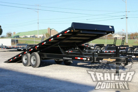 New 2026 NEW 102'' x 22' Heavy Duty Bumper Pull Wood Deck Power Up & Down Tilt Deck Trailer