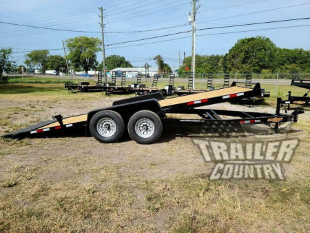 New 2026 NEW 7' x 20' Heavy Duty Pressure Treated Wood Deck Flatbed Gravity Tilt Deck Trailer