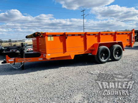 New 2026 New 7' x 16'  Hydraulic Dump Trailer w/ 24" High Sides, 1 Piece Floor, Remote, Power Up & Down, and MORE!
