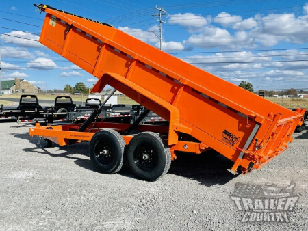 New 2026 New 7' x 16'  Hydraulic Dump Trailer w/ 24" High Sides, 1 Piece Floor, Remote, Power Up & Down, and MORE!