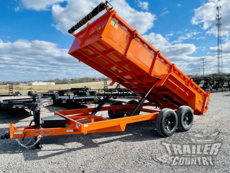 New 2026 New 7' x 16'  Hydraulic Dump Trailer w/ 24" High Sides, 1 Piece Floor, Remote, Power Up & Down, and MORE!