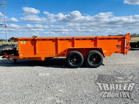 New 2026 New 7' x 16'  Hydraulic Dump Trailer w/ 24" High Sides, 1 Piece Floor, Remote, Power Up & Down, and MORE!