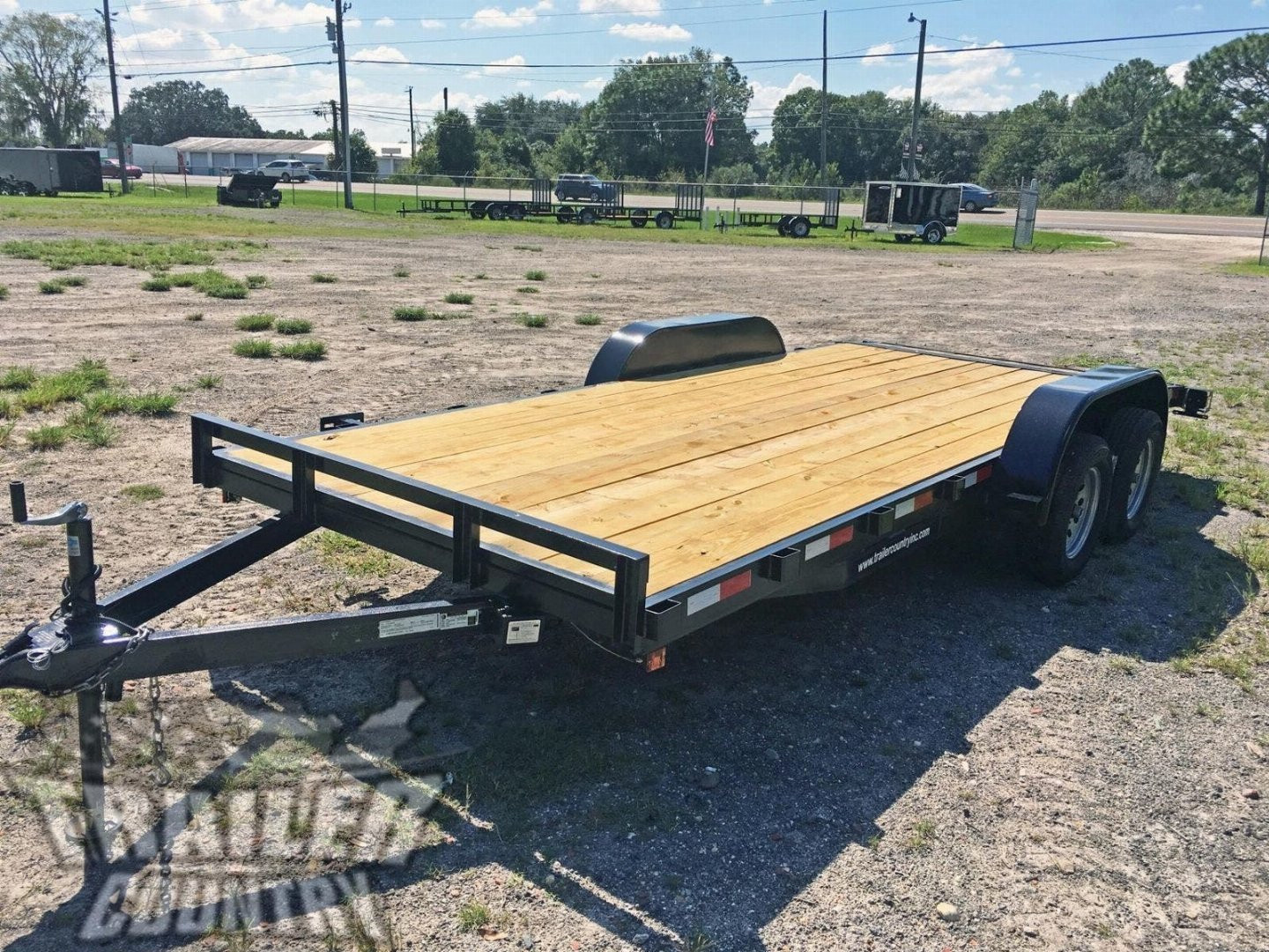 New 7'x18' (16' + 2') Heavy Duty Open Wood Deck Car Hauler Trailer w/ 7,000 lb G.V.W.R
