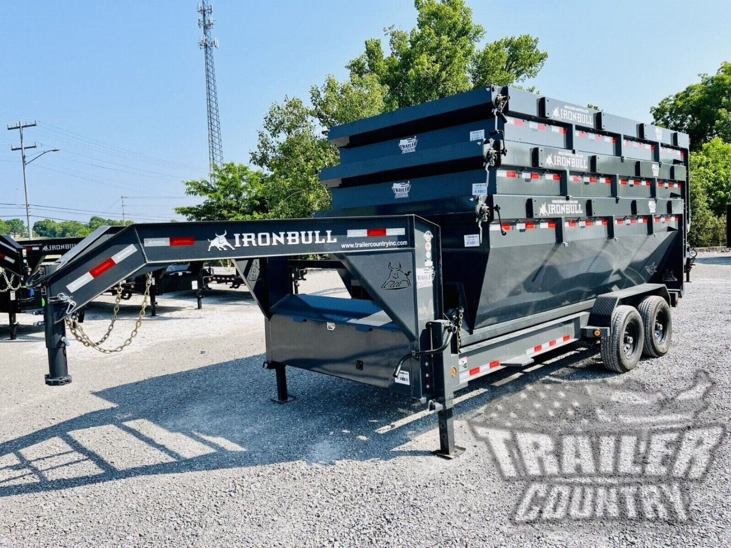 New 2026 NEW 83'' x 16' Gooseneck 14K Tandem Axle, Roll-Off Dump Trailer w/3 Bin Bundle Pkg