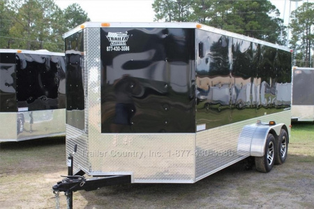 New 2026 Brand New Model 7 X 16 Tandem Axle, V-Nosed Enclosed Motorcycle Cargo Trailer
