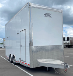 Used 2021 ATC 22' Quest ST305 White Stacker Car Hauler Trailer-- Escape Door, Winch, Spare