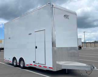 Used 2021 ATC 22' Quest ST305 White Stacker Car Hauler Trailer-- Escape Door, Winch, Spare