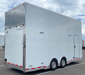 Used 2021 ATC 22' Quest ST305 White Stacker Car Hauler Trailer-- Escape Door, Winch, Spare