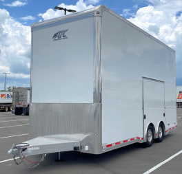 Used 2021 ATC 22' Quest ST305 White Stacker Car Hauler Trailer-- Escape Door, Winch, Spare