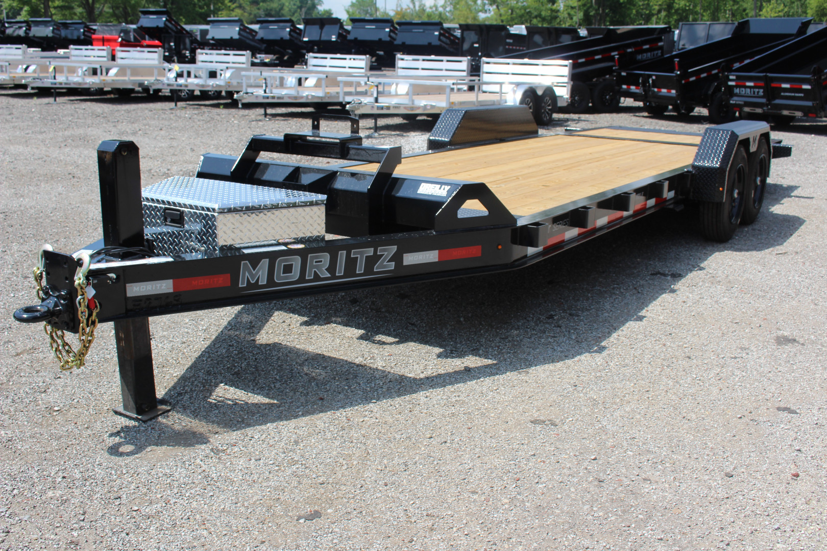 New 2025 Moritz 7' x 16' + 6' Low Pro - Hydraulic Power Tail - Equipment Trailer - 16000# GVW
