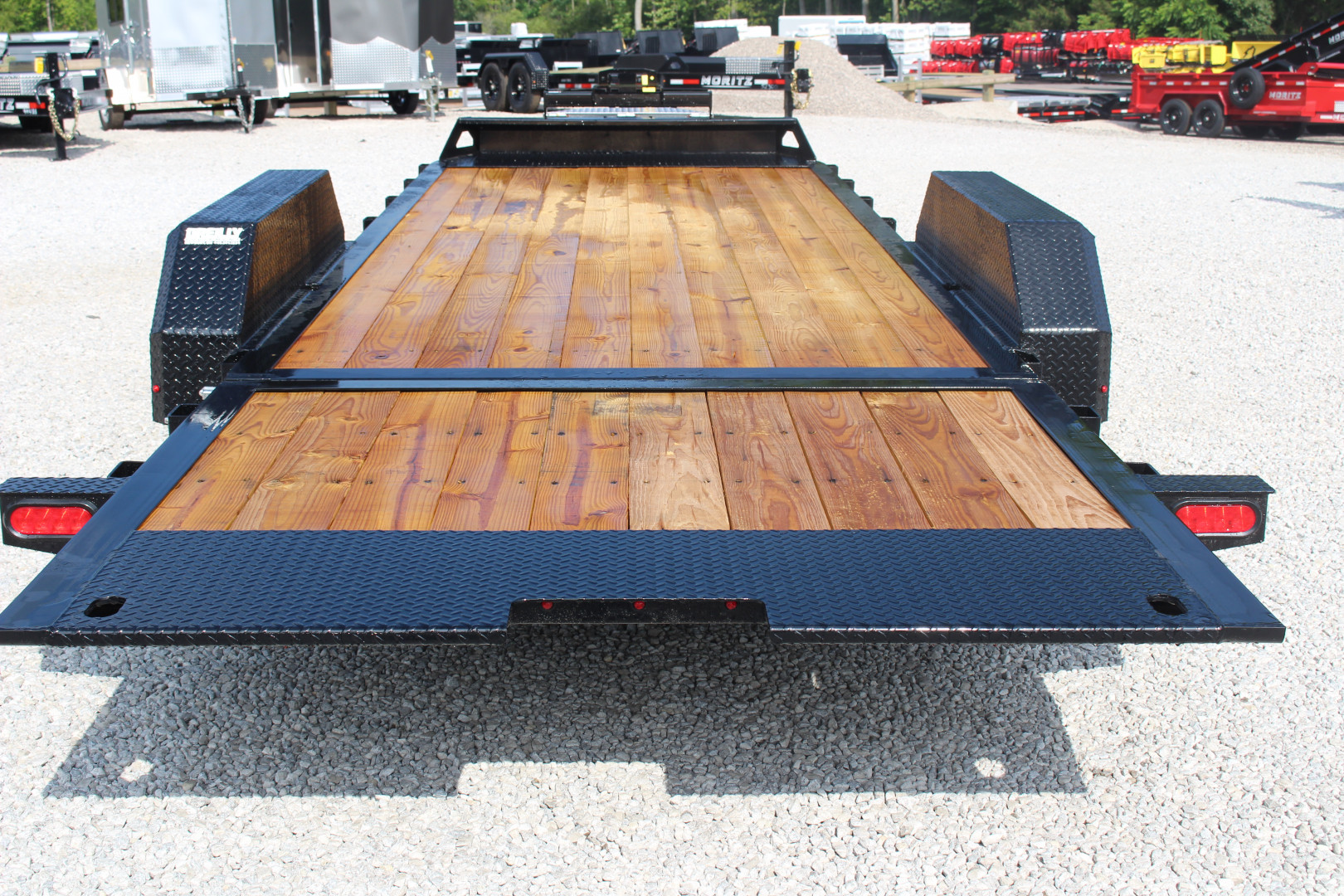 New 2025 Moritz 7' x 16' + 6' Low Pro - Hydraulic Power Tail - Equipment Trailer - 16000# GVW