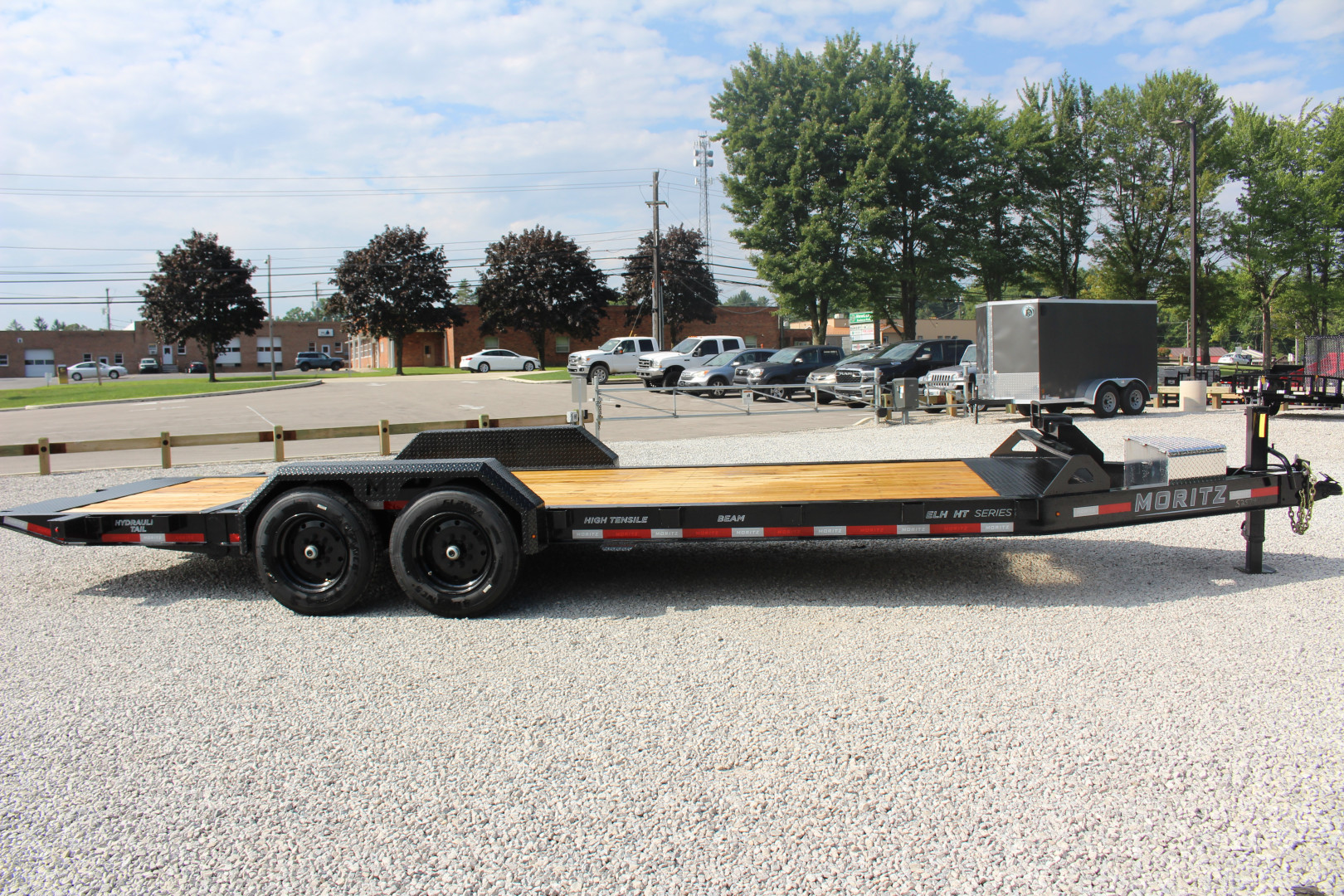 New 2025 Moritz 7' x 16' + 6' Low Pro - Hydraulic Power Tail - Equipment Trailer - 16000# GVW
