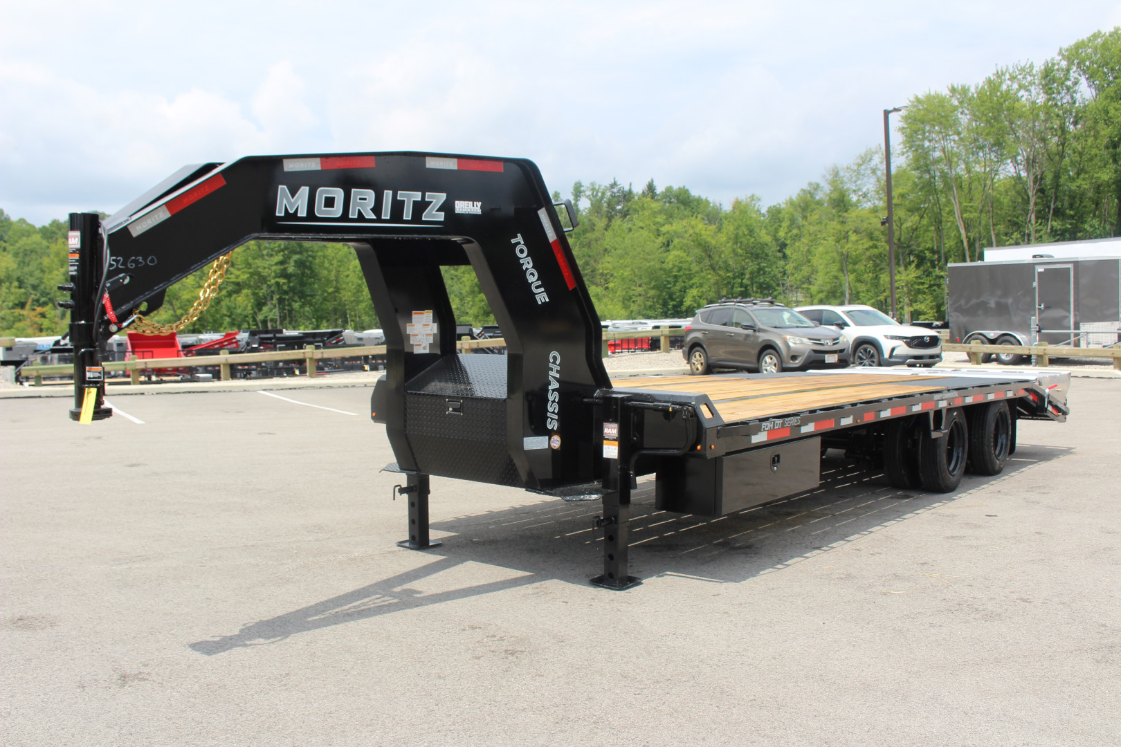 New 2025 Moritz FDGH DT 20' + 5' GOOSENECK Deckover Flatbed Trailer- Full Width Aluminum Ramps- 25900# GVW