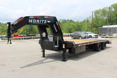 New 2025 Moritz FDGH DT 20' + 5' GOOSENECK Deckover Flatbed Trailer- Full Width Aluminum Ramps- 25900# GVW