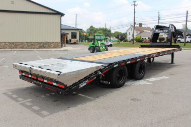 New 2025 Moritz FDGH DT 20' + 5' GOOSENECK Deckover Flatbed Trailer- Full Width Aluminum Ramps- 25900# GVW
