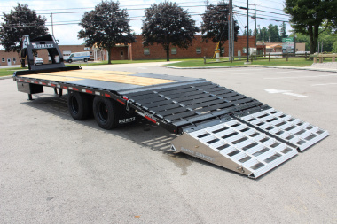 New 2025 Moritz FDGH DT 20' + 5' GOOSENECK Deckover Flatbed Trailer- Full Width Aluminum Ramps- 25900# GVW