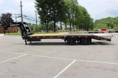 New 2025 Moritz FDGH DT 20' + 5' GOOSENECK Deckover Flatbed Trailer- Full Width Aluminum Ramps- 25900# GVW