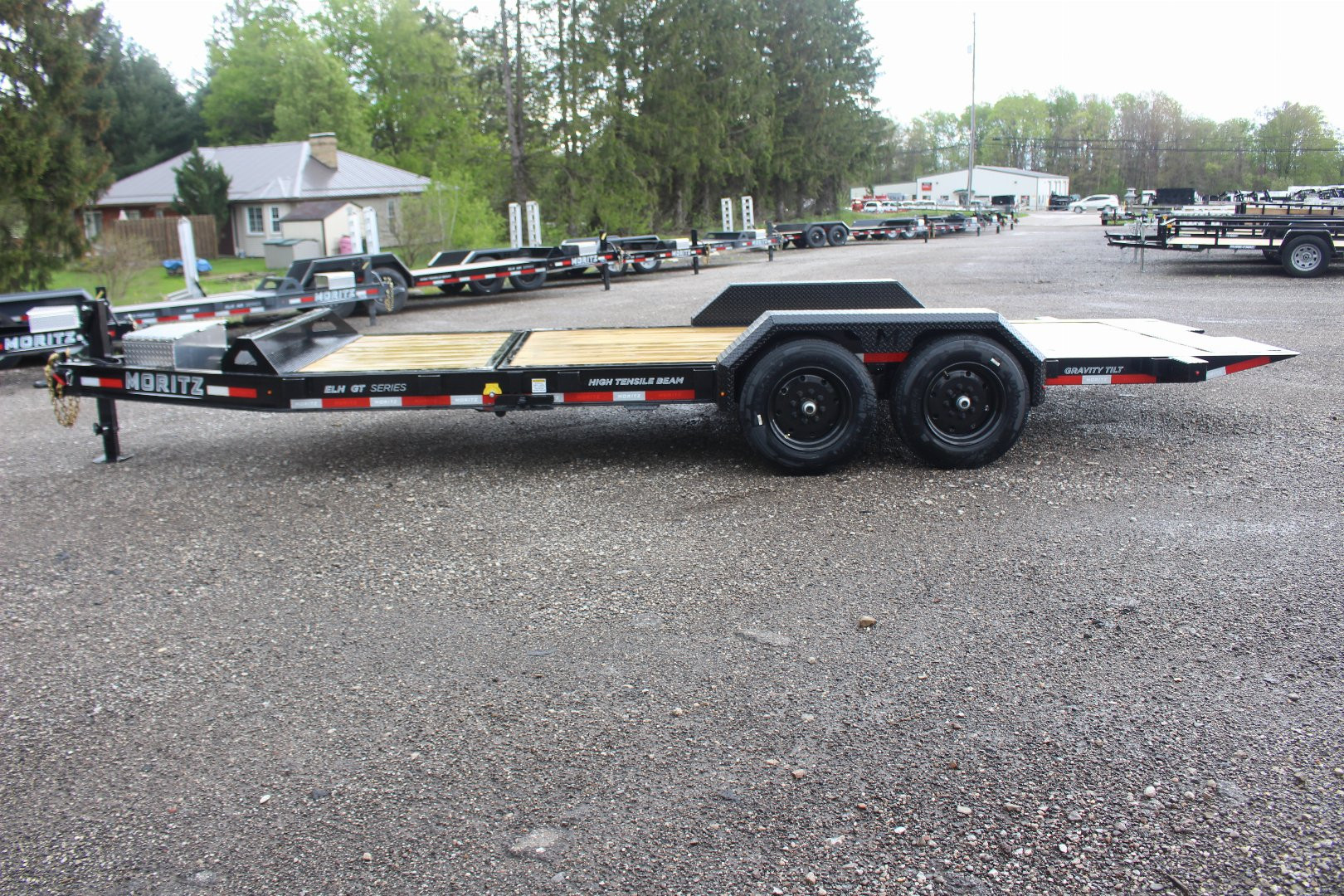 New 2025 Moritz 7' x 16' + 4' Low Pro - Gravity Tilt - Equipment Trailer - 16000# GVW
