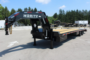 New 2025 Moritz FDGH DT 30' + 5' GOOSENECK Deckover Flatbed Trailer- Full Width Aluminum Ramps- 25900# GVW
