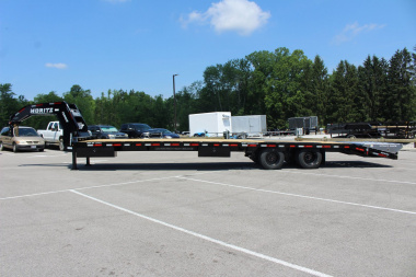 New 2025 Moritz FDGH DT 30' + 5' GOOSENECK Deckover Flatbed Trailer- Full Width Aluminum Ramps- 25900# GVW