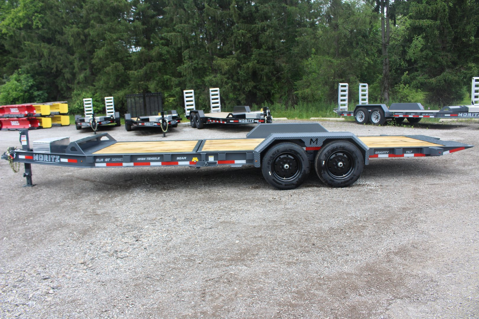 New 2025 Moritz 7' x 16' + 6' Low Pro - Gravity Tilt - Equipment Trailer - 16000# GVW