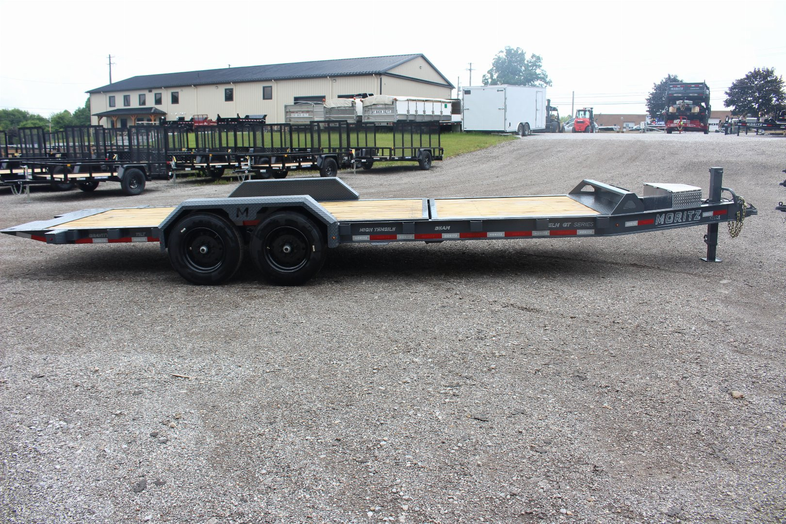New 2025 Moritz 7' x 16' + 6' Low Pro - Gravity Tilt - Equipment Trailer - 16000# GVW