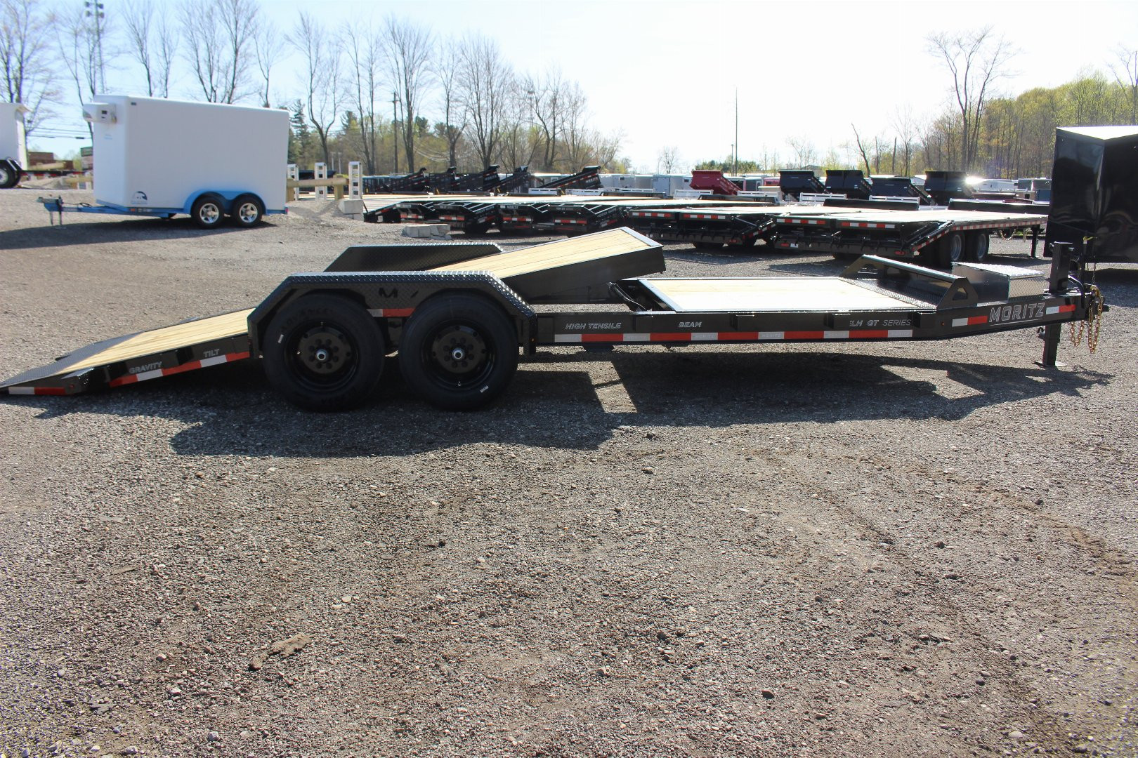 New 2025 Moritz 7' x 16' + 6' Low Pro - Gravity Tilt - Equipment Trailer - 16000# GVW