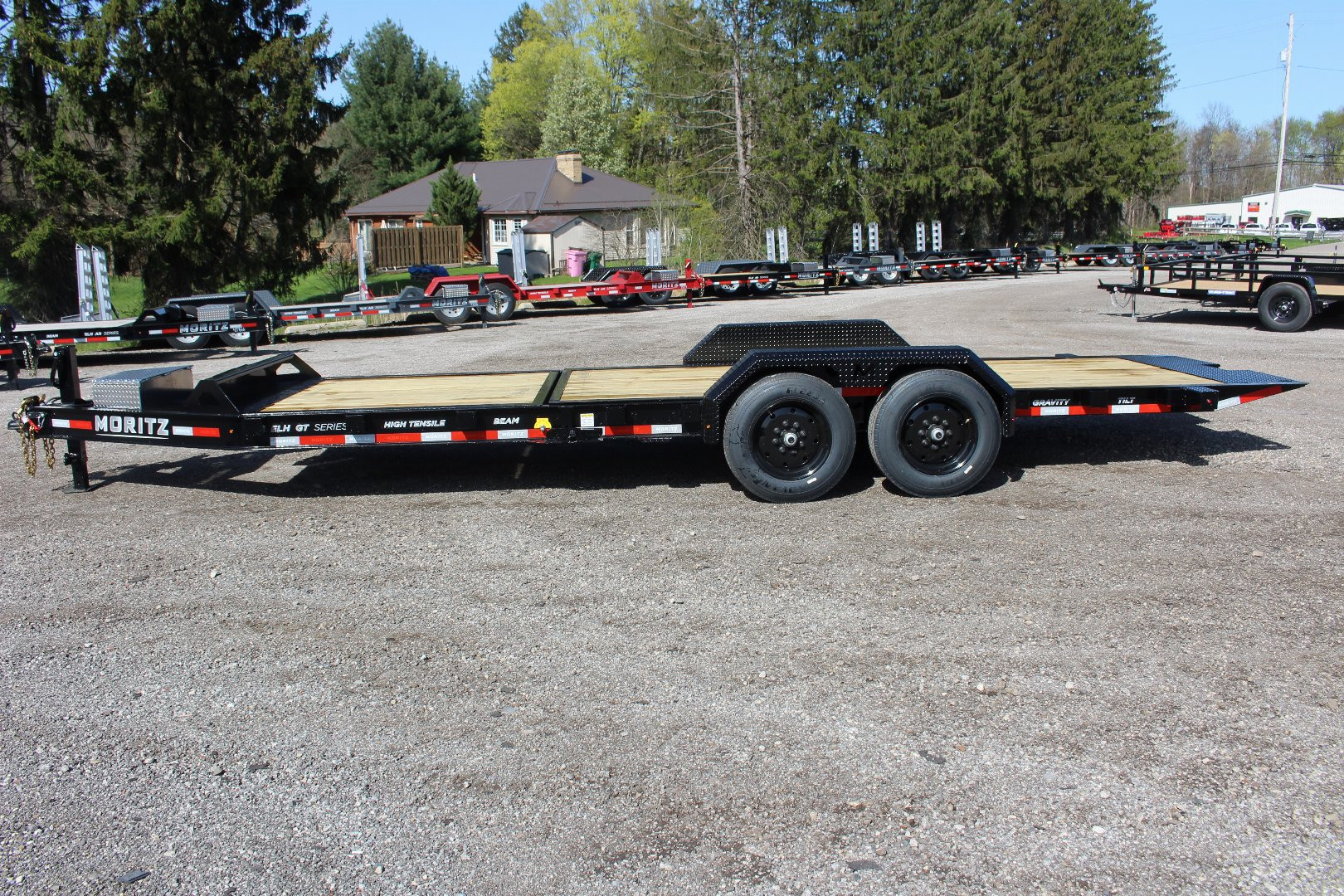 New 2025 Moritz 7' x 16' + 6' Low Pro - Gravity Tilt - Equipment Trailer - 16000# GVW