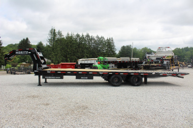 New 2025 Moritz FDGH Hydraulic Tail 30' GOOSENECK Deckover Flatbed Trailer- 25900# GVW