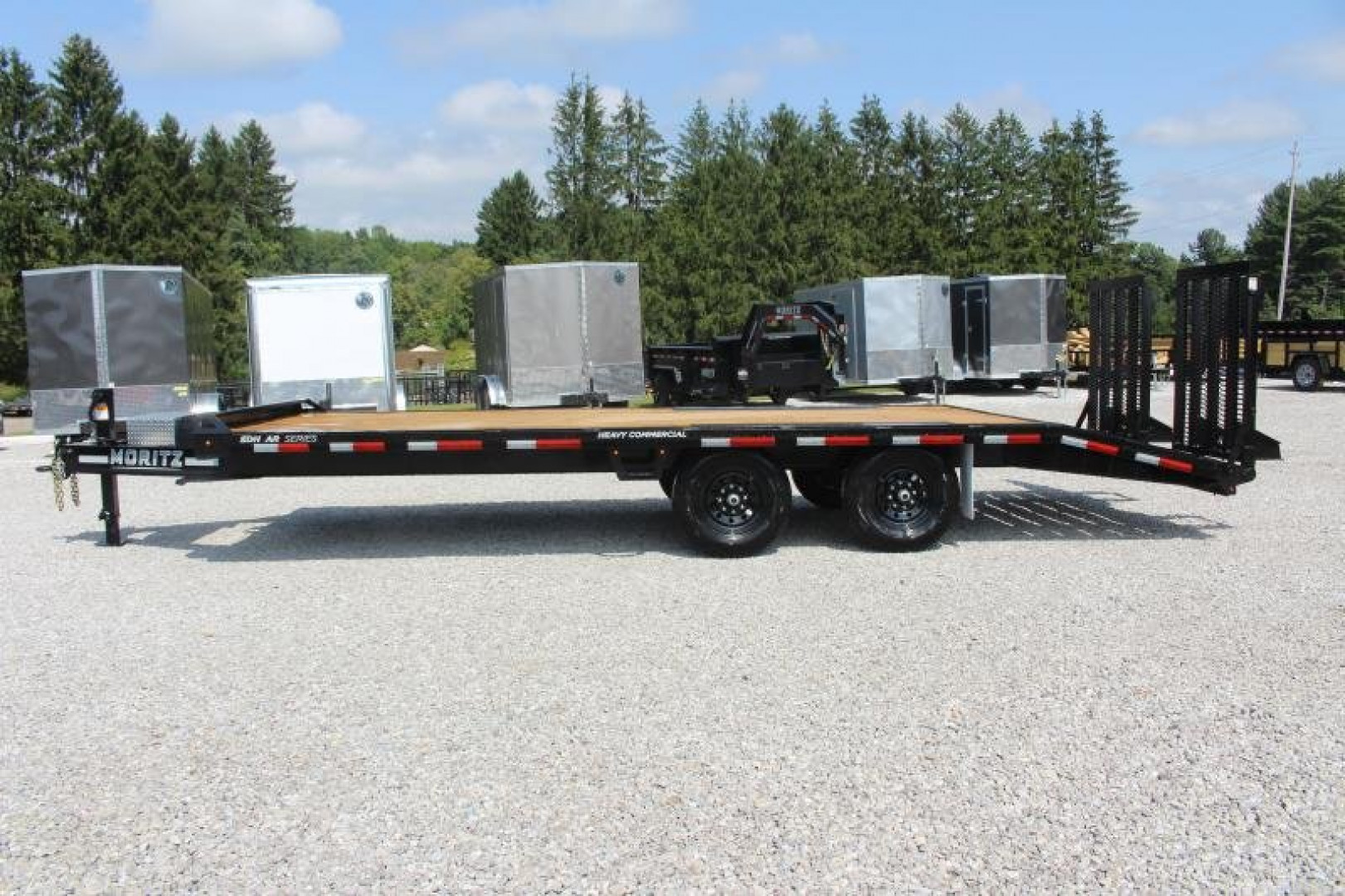 New 2025 Moritz 8' 6" x 18' + 4' Deckover Flatbed w/ Beavertail - Split Mesh Ramps - 14,000# GVW