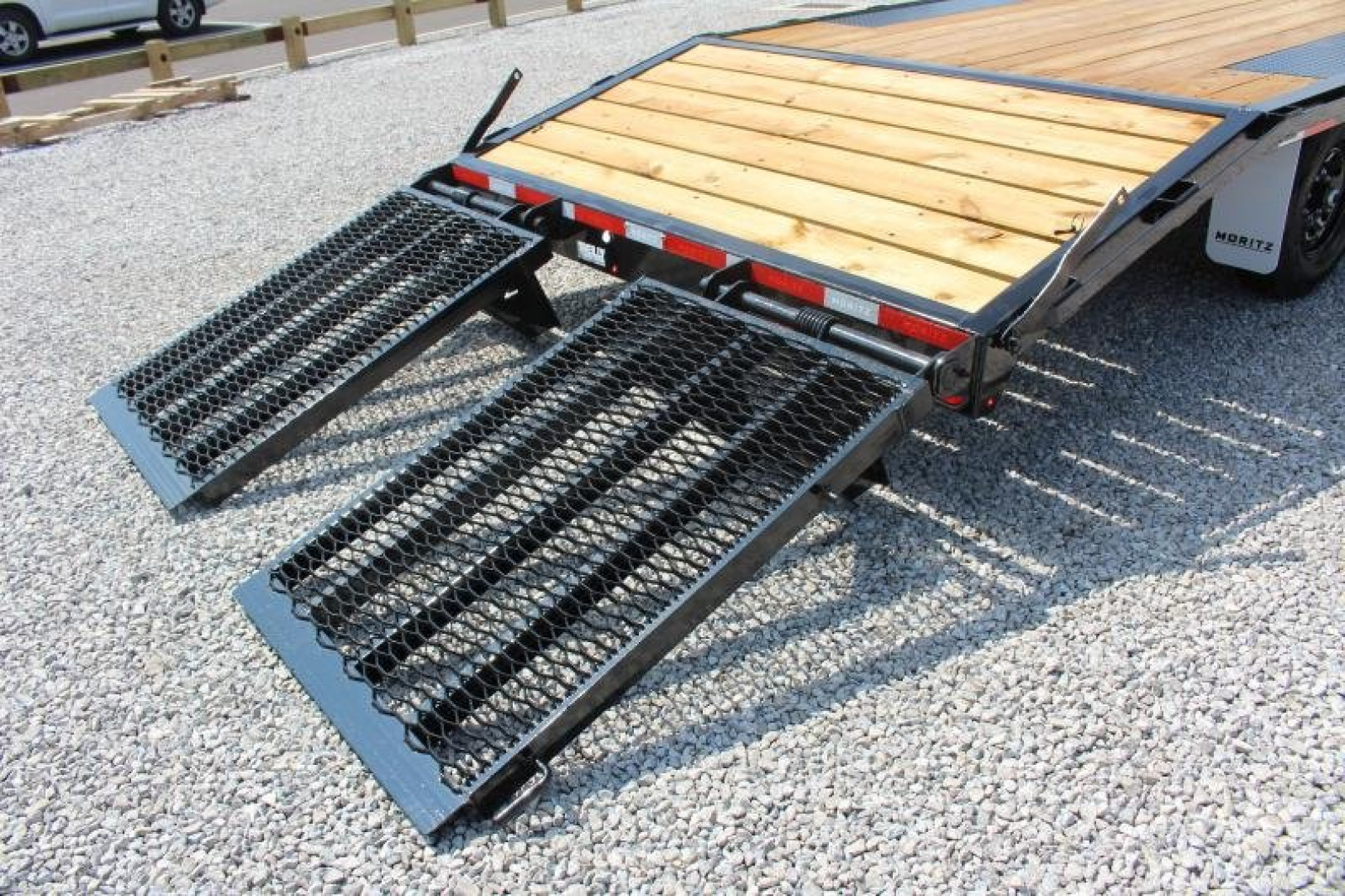 New 2025 Moritz 8' 6" x 18' + 4' Deckover Flatbed w/ Beavertail - Split Mesh Ramps - 14,000# GVW