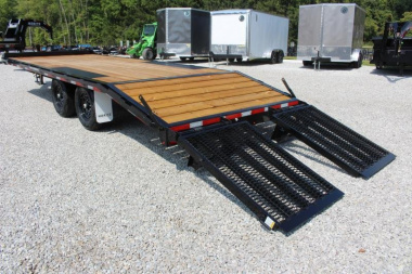 New 2025 Moritz 8' 6" x 18' + 4' Deckover Flatbed w/ Beavertail - Split Mesh Ramps - 14,000# GVW