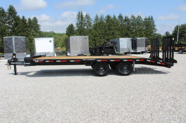 New 2025 Moritz 8' 6" x 18' + 4' Deckover Flatbed w/ Beavertail - Split Mesh Ramps - 14,000# GVW