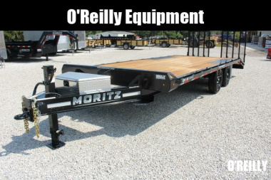 New 2025 Moritz 8' 6  x 18' + 4' Deckover Flatbed w/ Beavertail - Split Mesh Ramps - 14,000# GVW