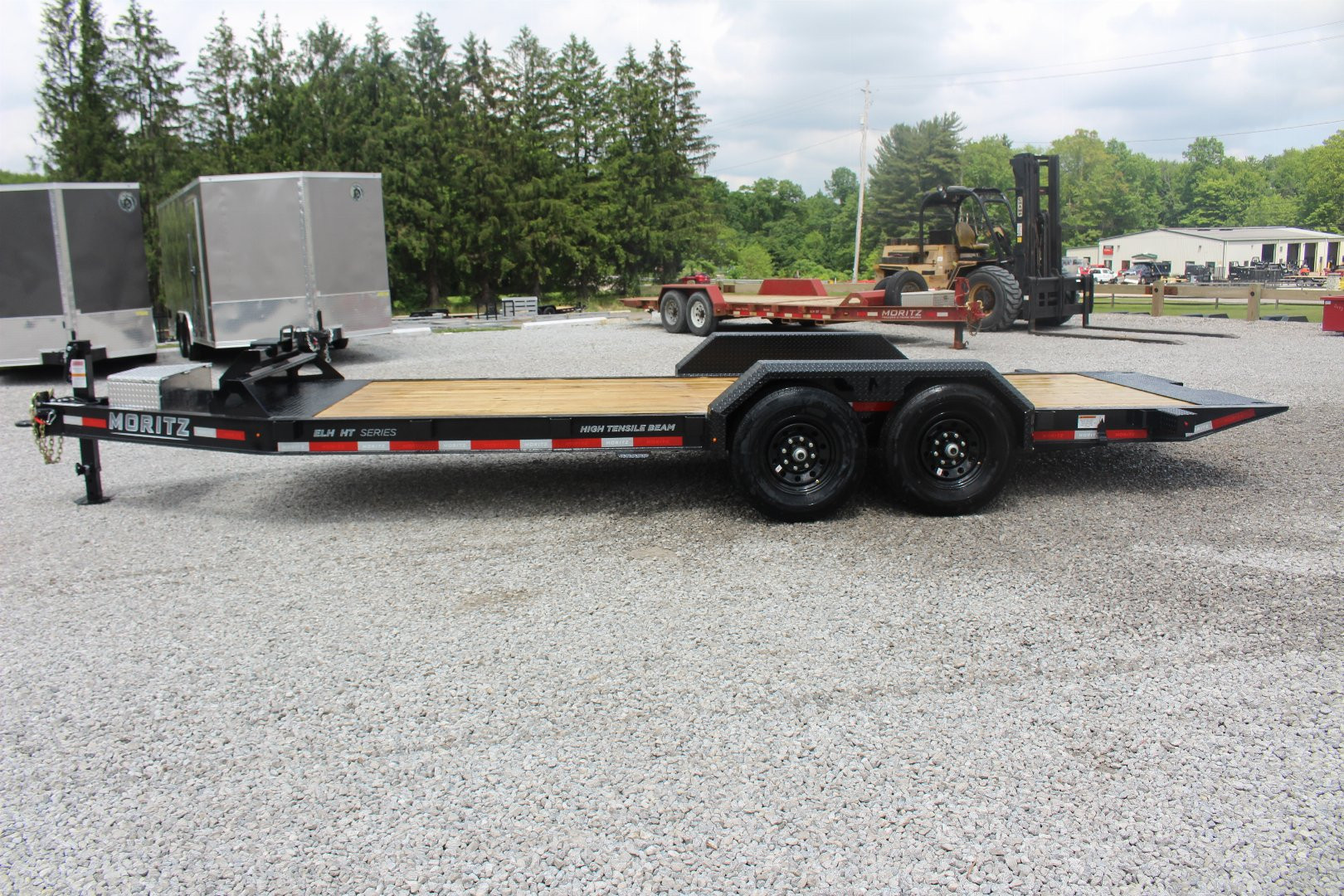 New 2025 Moritz 7' x 14' + 6' Low Pro - Hydraulic Power Tail -  Equipment Trailer - 14000# GVW