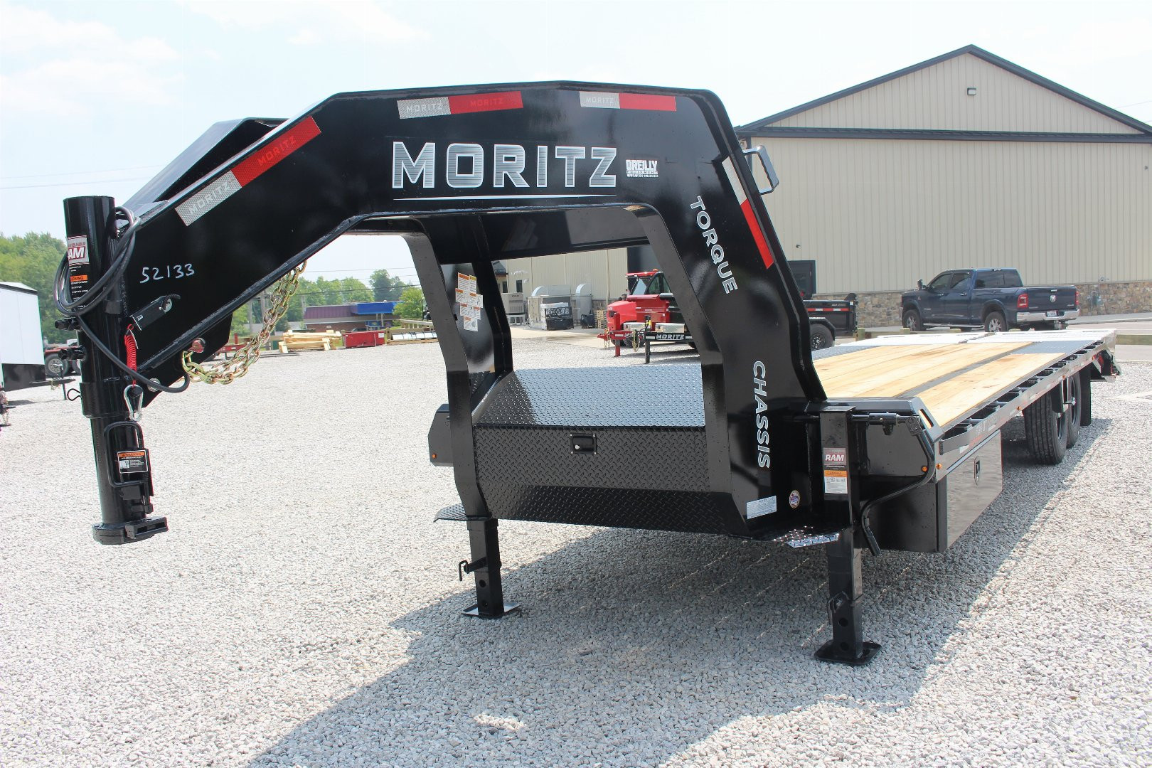 New 2025 Moritz FDGH DT 20' + 5' GOOSENECK Deckover Flatbed Trailer- Full Width Aluminum Ramps- 15900# GVW