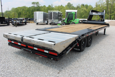 New 2025 Moritz FDGH DT 20' + 5' GOOSENECK Deckover Flatbed Trailer- Full Width Aluminum Ramps- 15900# GVW