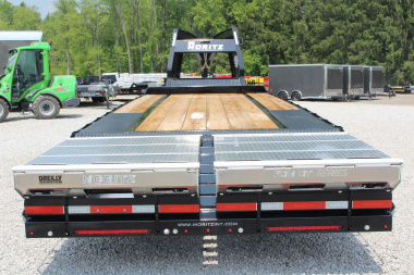 New 2025 Moritz FDGH DT 20' + 5' GOOSENECK Deckover Flatbed Trailer- Full Width Aluminum Ramps- 15900# GVW