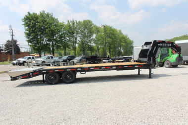 New 2025 Moritz FDGH DT 20' + 5' GOOSENECK Deckover Flatbed Trailer- Full Width Aluminum Ramps- 15900# GVW
