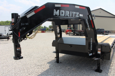 New 2025 Moritz FDGH DT 20' + 5' GOOSENECK Deckover Flatbed Trailer- Full Width Aluminum Ramps- 15900# GVW