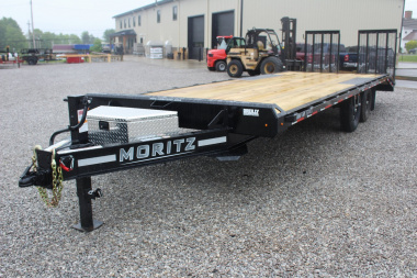 New 2025 Moritz 8' 6" x 22' + 4' Deckover Flatbed w/ Beavertail - Split Mesh Ramps - 14,000# GVW