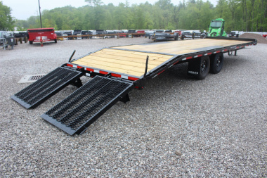 New 2025 Moritz 8' 6" x 22' + 4' Deckover Flatbed w/ Beavertail - Split Mesh Ramps - 14,000# GVW