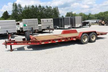 Used 2018 Moritz 7' x 16' + 6' Low Pro - Gravity Tilt - Equipment Trailer - 14000# GVW