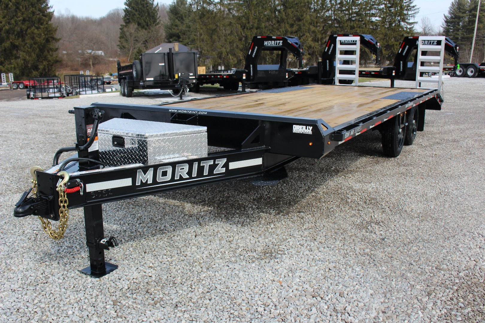 New 2025 Moritz 8' 6" x 20' + 4' Deckover Flatbed w/ Beavertail - Aluminum Ramps - 16,000# GVW