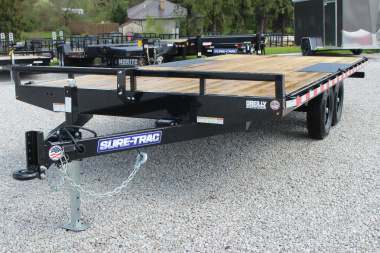 New 2025 Sure-Trac 8.5' x 18' Low Profile Deckover Flatbed Trailer With Steel Ramps - 9900# GVW