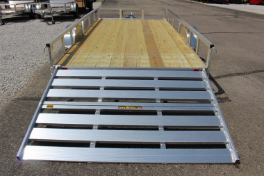 New 2025 H & H 6' 10" x 14' Aluminum Utility Trailer - BiFold Ramp - 2990# GVW