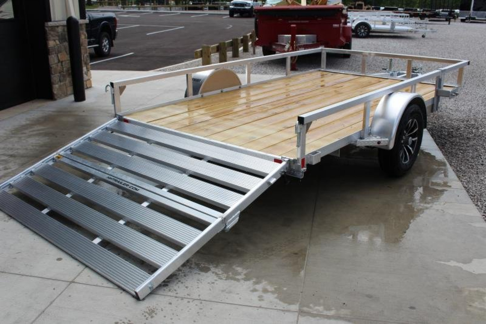 New 2025 H & H 6.10' x 12' Aluminum Utility Trailer - BiFold Ramp - 2990# GVW