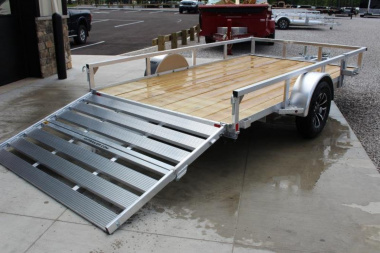 New 2025 H & H 6.10' x 12' Aluminum Utility Trailer - BiFold Ramp - 2990# GVW