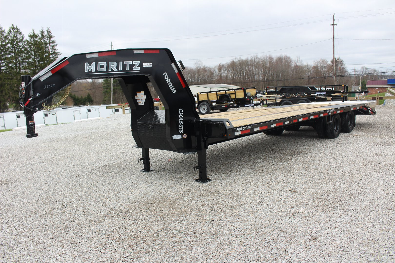 New 2025 Moritz FDGH DT 25' + 5' GOOSENECK Deckover Flatbed Trailer- Full Width Aluminum Ramps- 22900# GVW